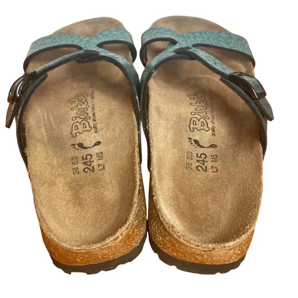 Birkenstock Birkis Sylt Birko Flor Turquoise Sandals Womens 7 US Comfort